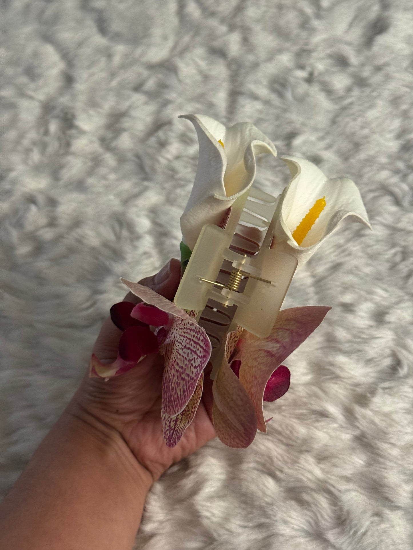 Orchid and Calla Lily Bouquet Claw Clip