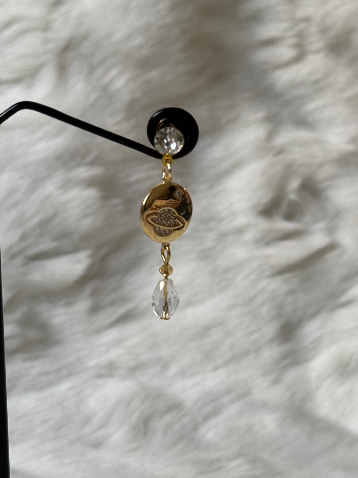 Saturn earrings with crystal drop