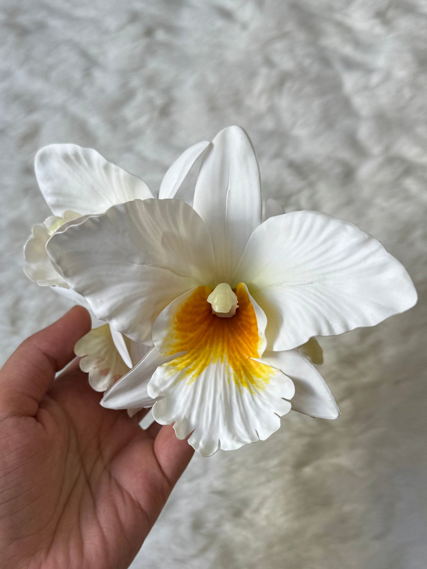 Cattleya Orchid claw clip (yellow + white)