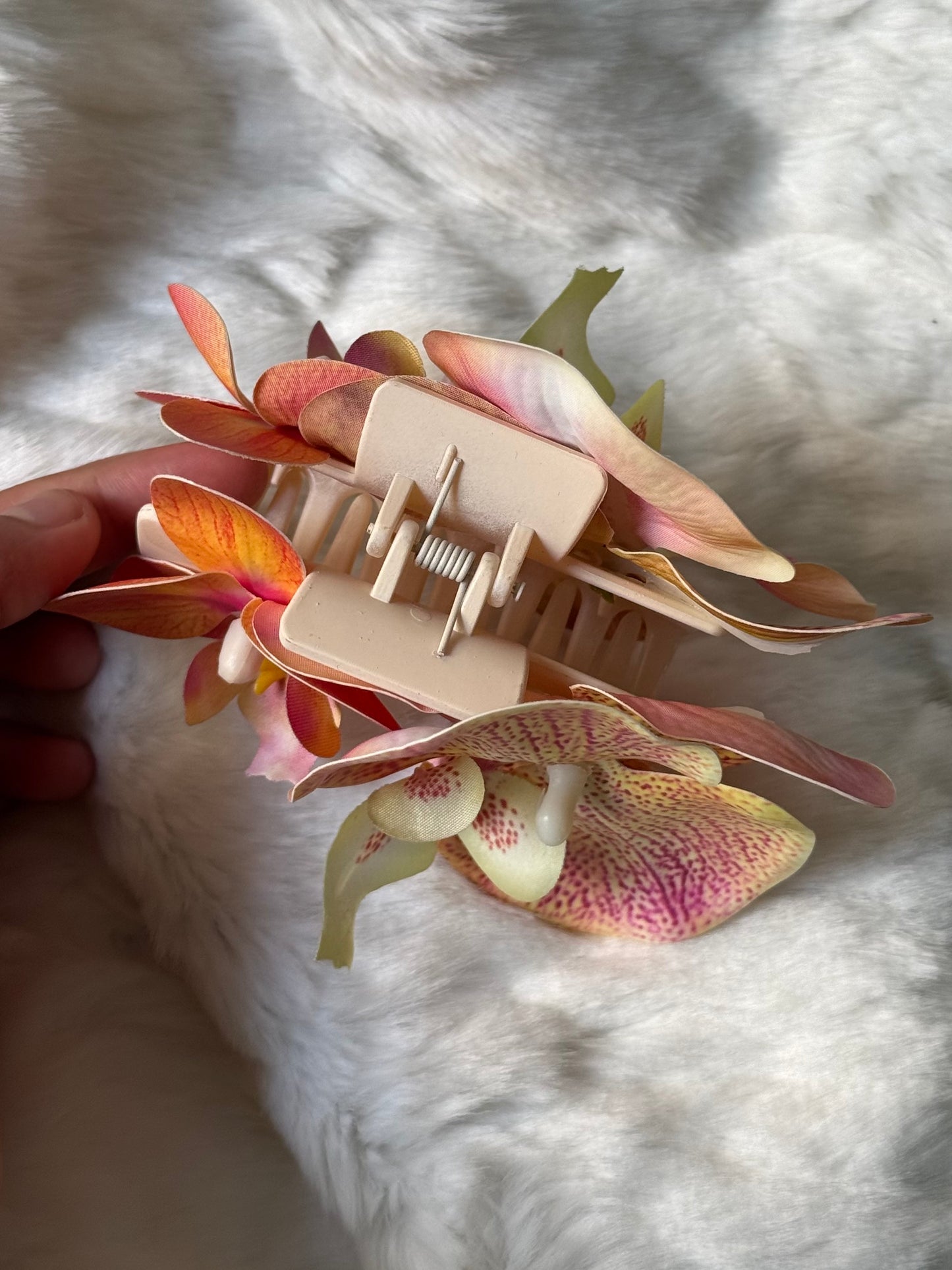 Orange-Pink double phalaenopsis claw clip