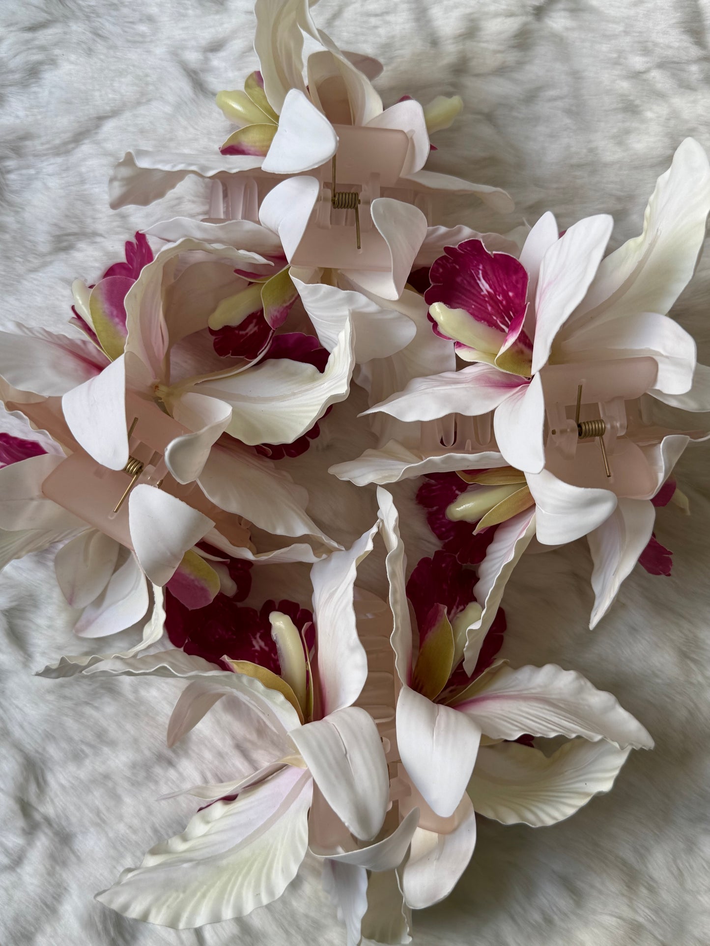 Cattleya Orchid claw clip (pink + white)