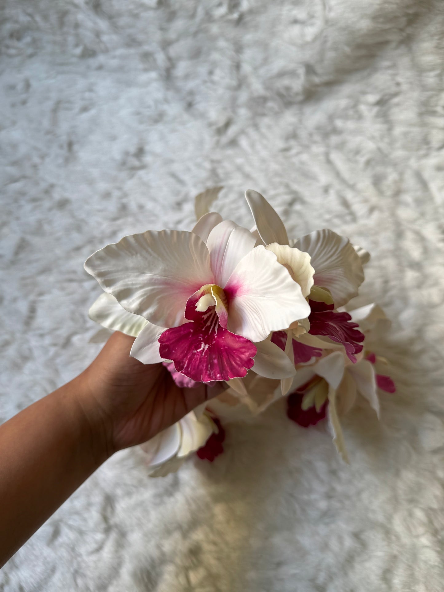 Cattleya Orchid claw clip (pink + white)