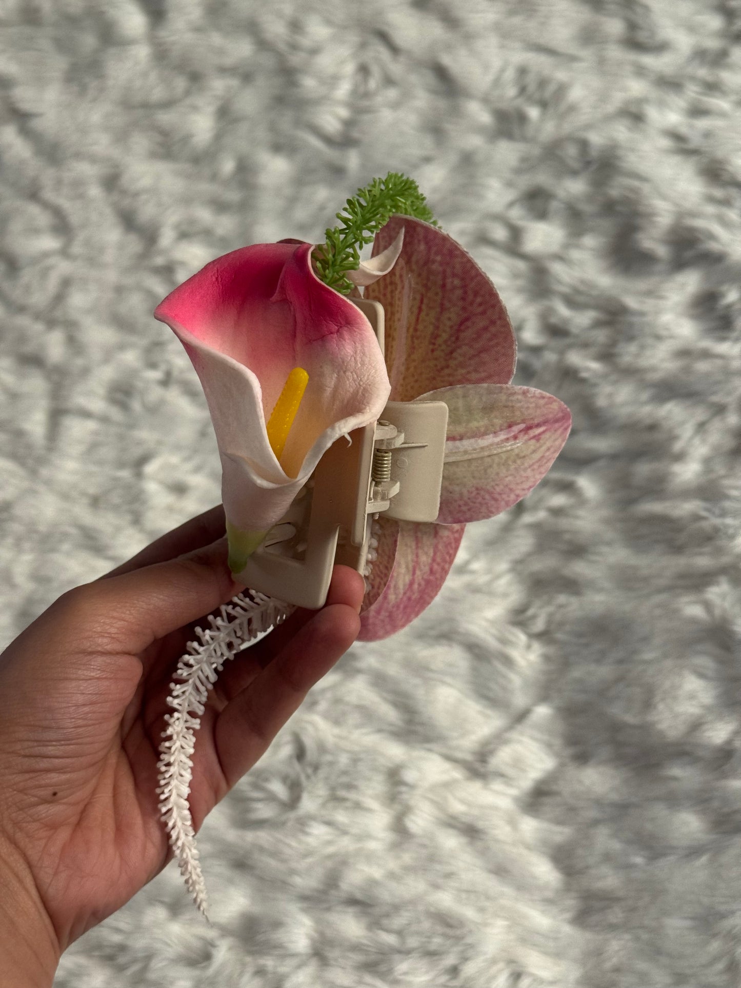 Orchid and Calla Lily Bouquet Claw Clip