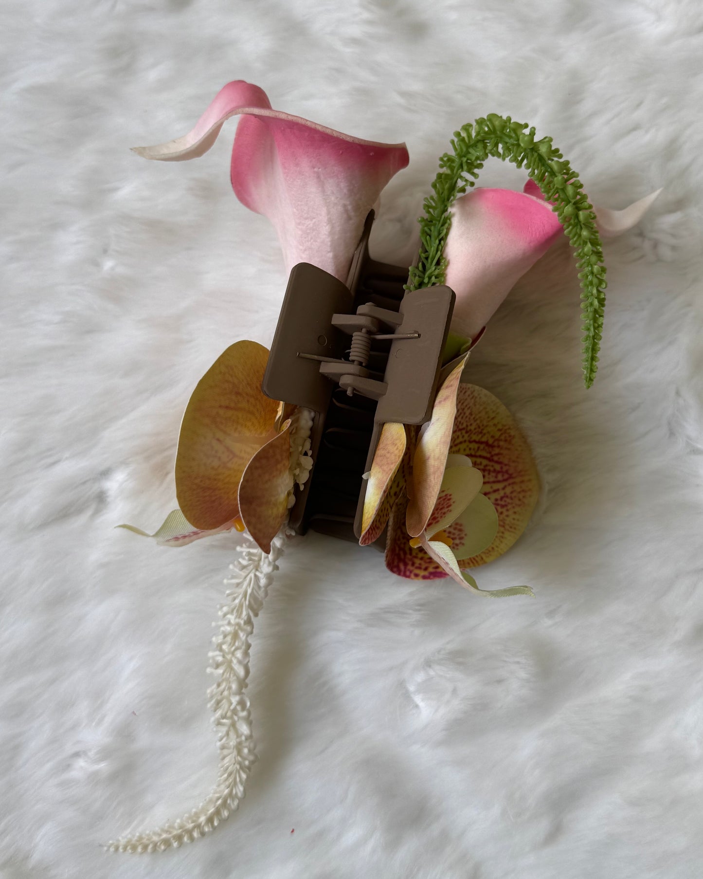 Calla & Orchid hair bouquet claw clip