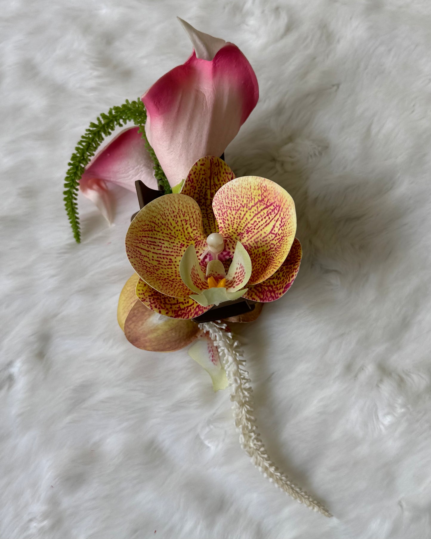 Calla & Orchid hair bouquet claw clip