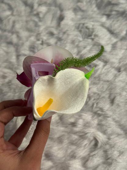 Orchid and Calla Lily Bouquet Claw Clip