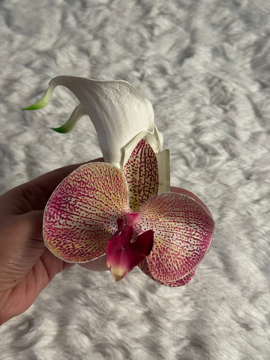 Orchid and Calla Lily Bouquet Claw Clip