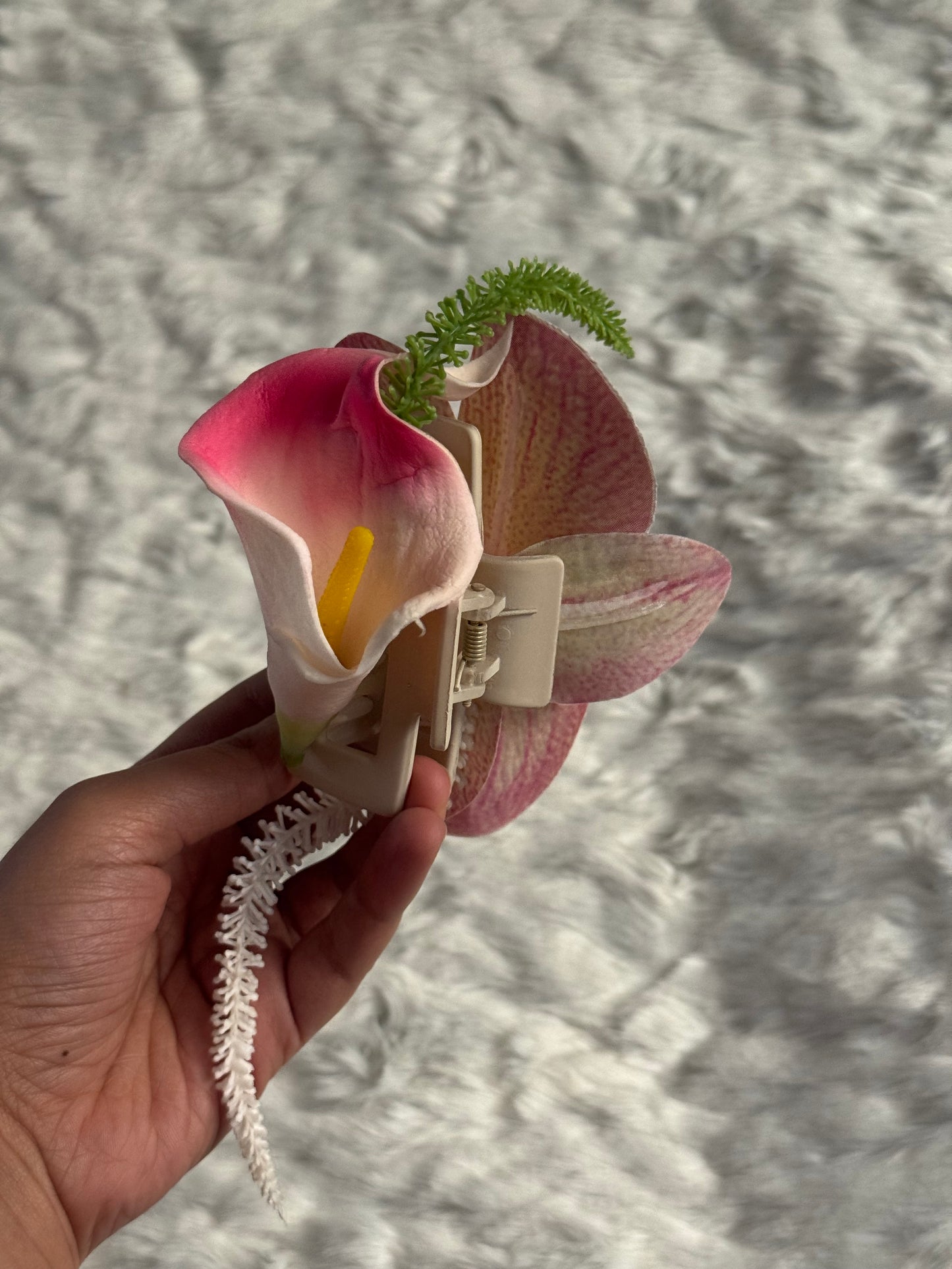 Orchid and Calla Lily Bouquet Claw Clip