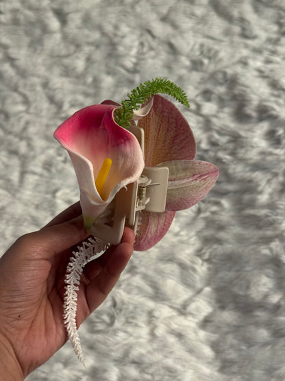 Orchid and Calla Lily Bouquet Claw Clip