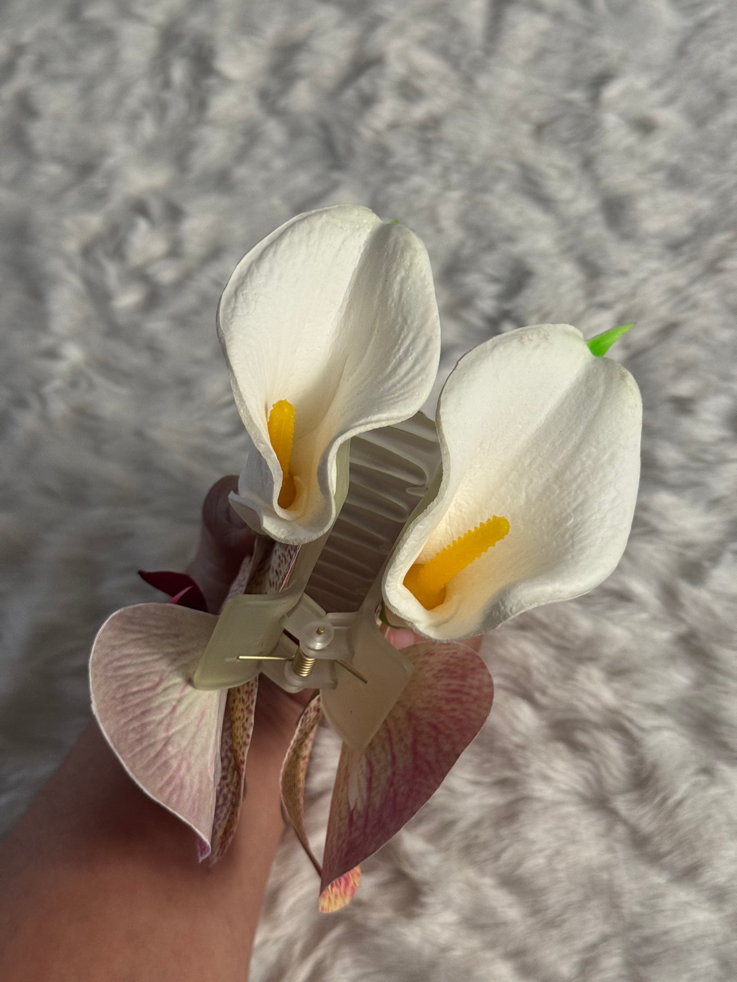 Orchid and Calla Lily Bouquet Claw Clip