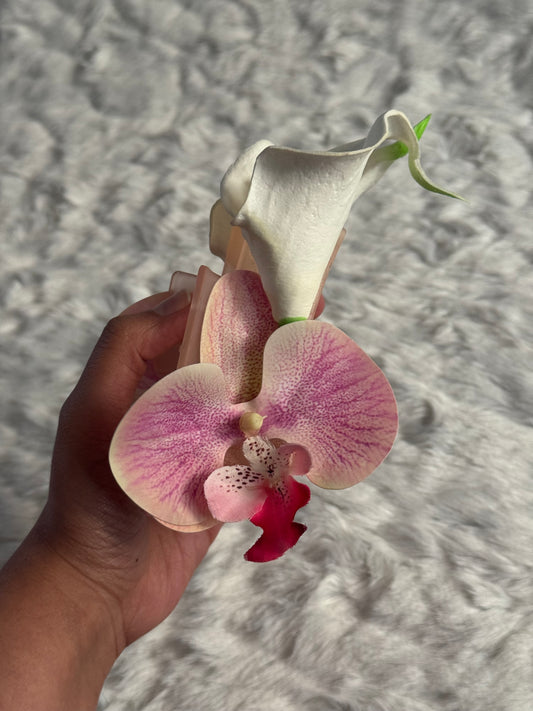 Orchid and Calla Lily Bouquet Claw Clip