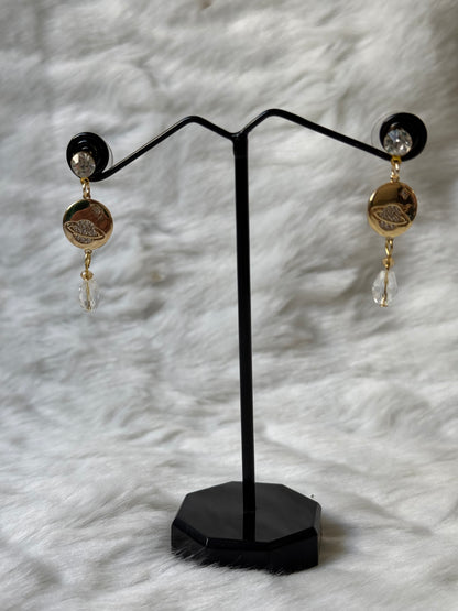 Saturn earrings with crystal drop