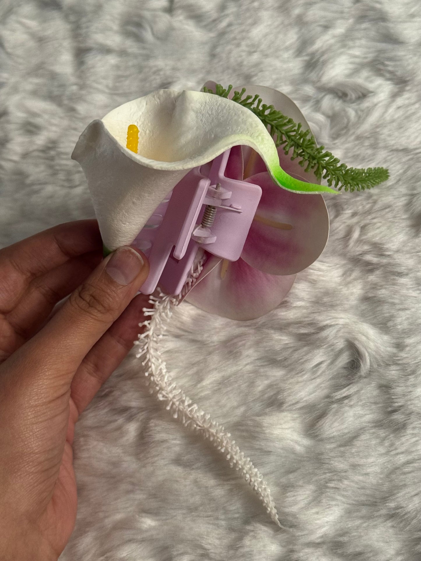 Orchid and Calla Lily Bouquet Claw Clip