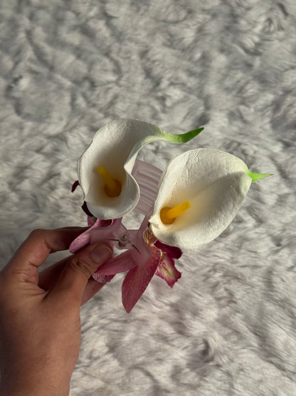 Orchid and Calla Lily Bouquet Claw Clip