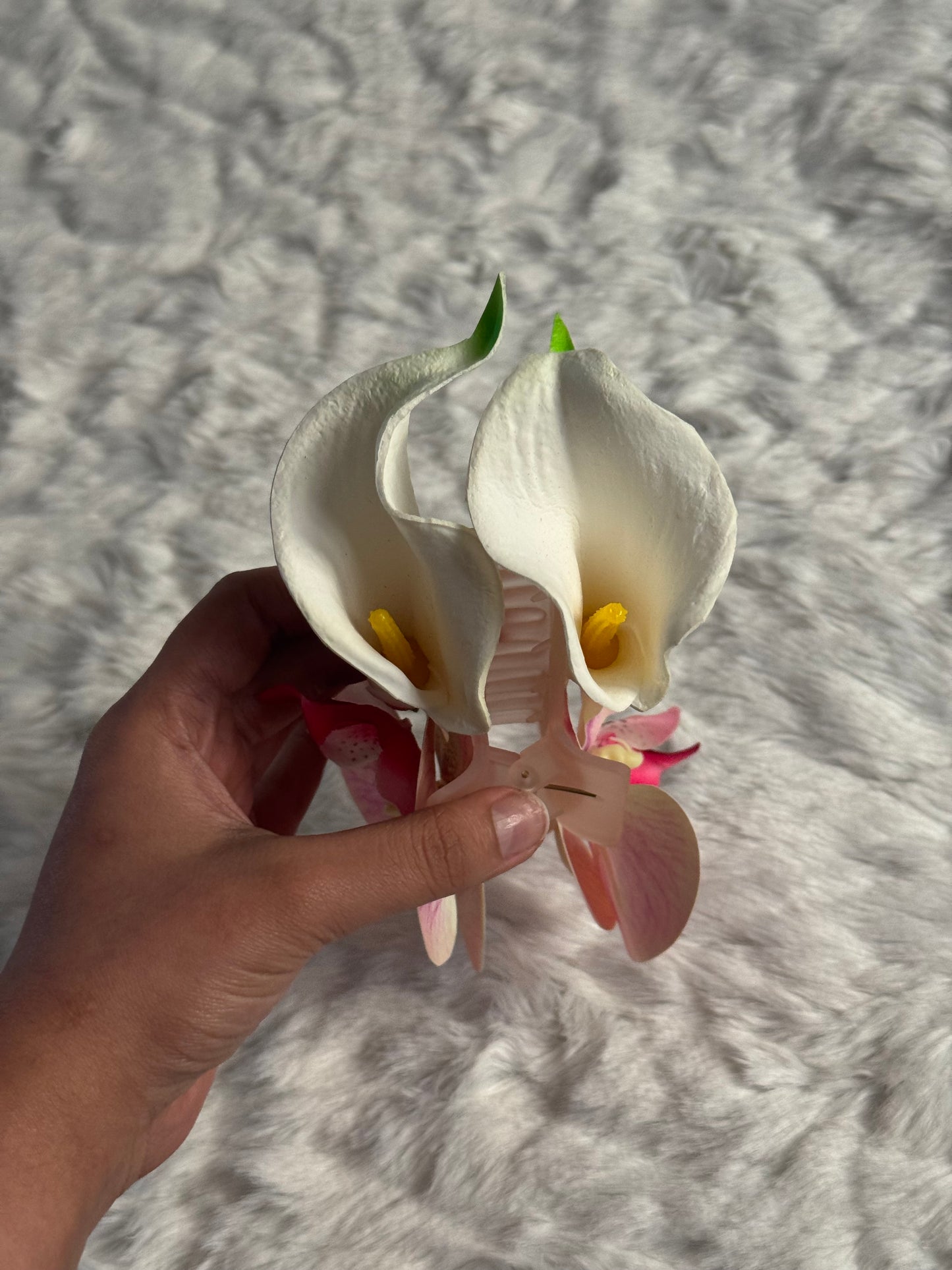 Orchid and Calla Lily Bouquet Claw Clip