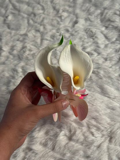 Orchid and Calla Lily Bouquet Claw Clip