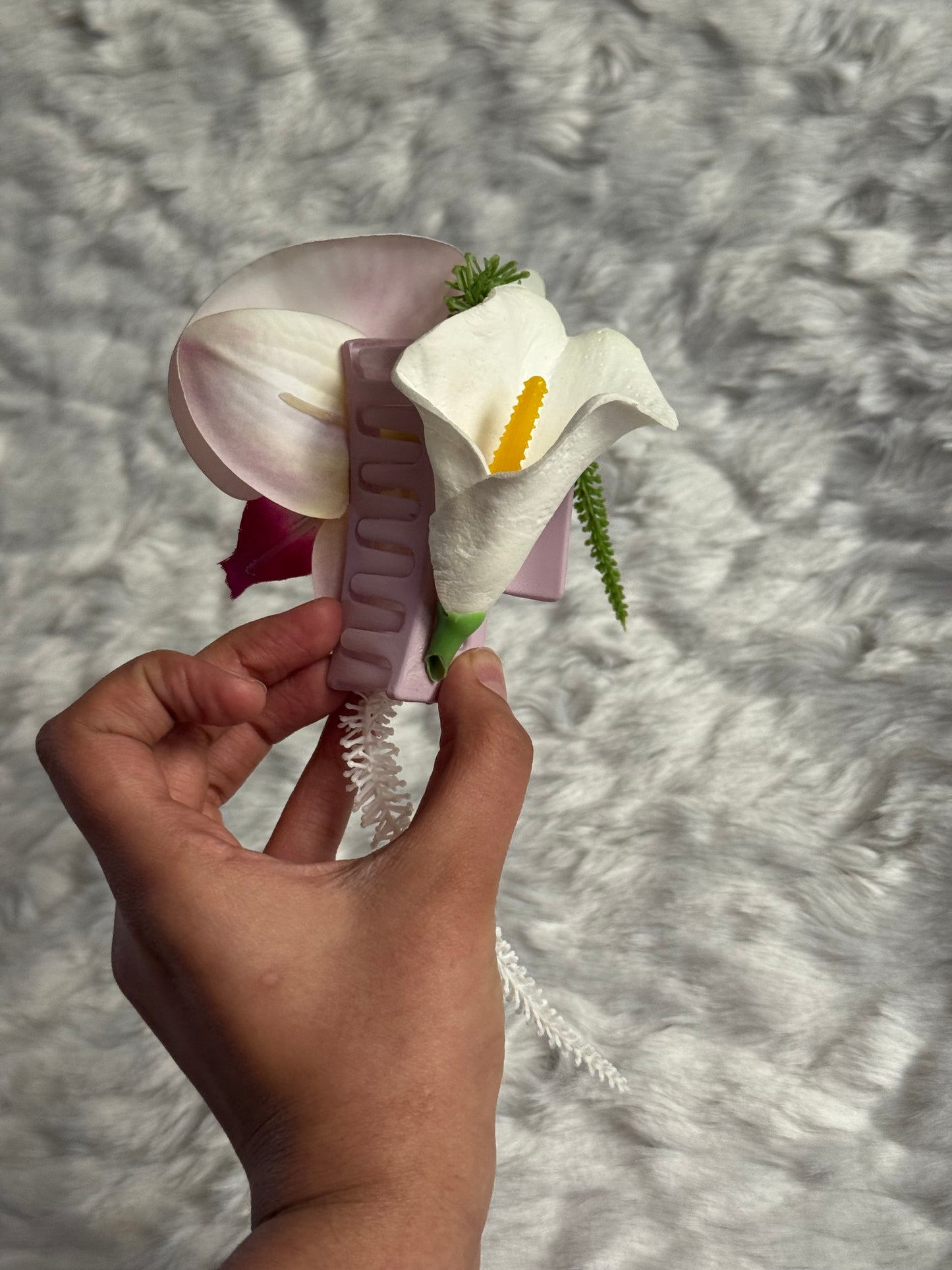 Orchid and Calla Lily Bouquet Claw Clip