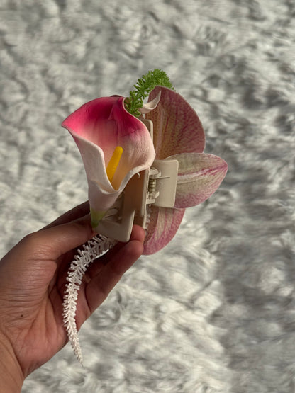 Orchid and Calla Lily Bouquet Claw Clip