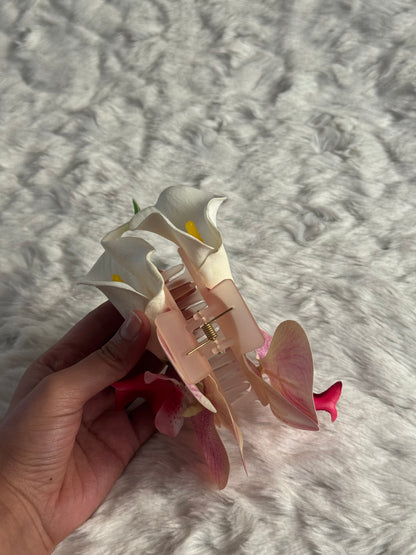 Orchid and Calla Lily Bouquet Claw Clip