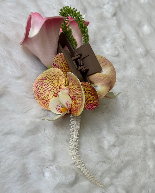 Calla & Orchid hair bouquet claw clip
