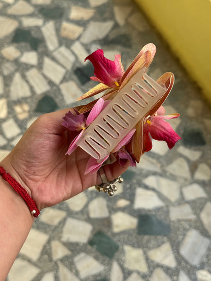 Pink and orange double phalaenopsis claw clip