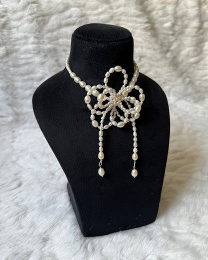 Rosette White Pearl necklace (925)